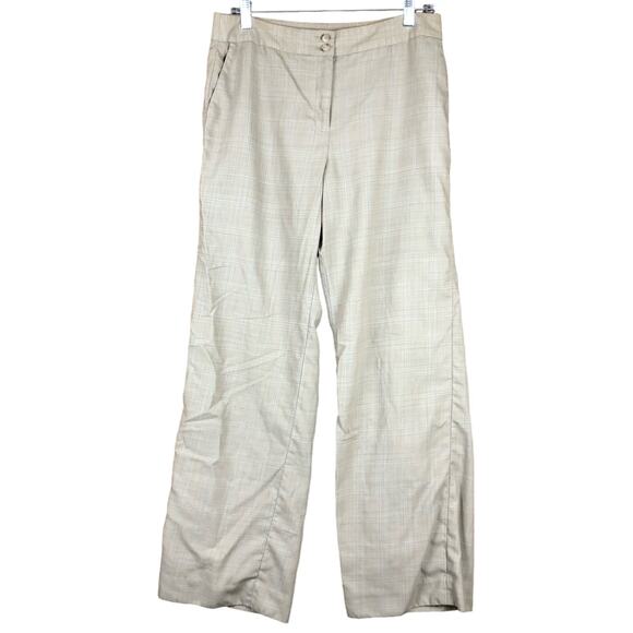 Ann Taylor LOFT Womens Pants Tan Plaid Laura Fit Lined Wool Blend Straight 10 - Picture 1 of 10